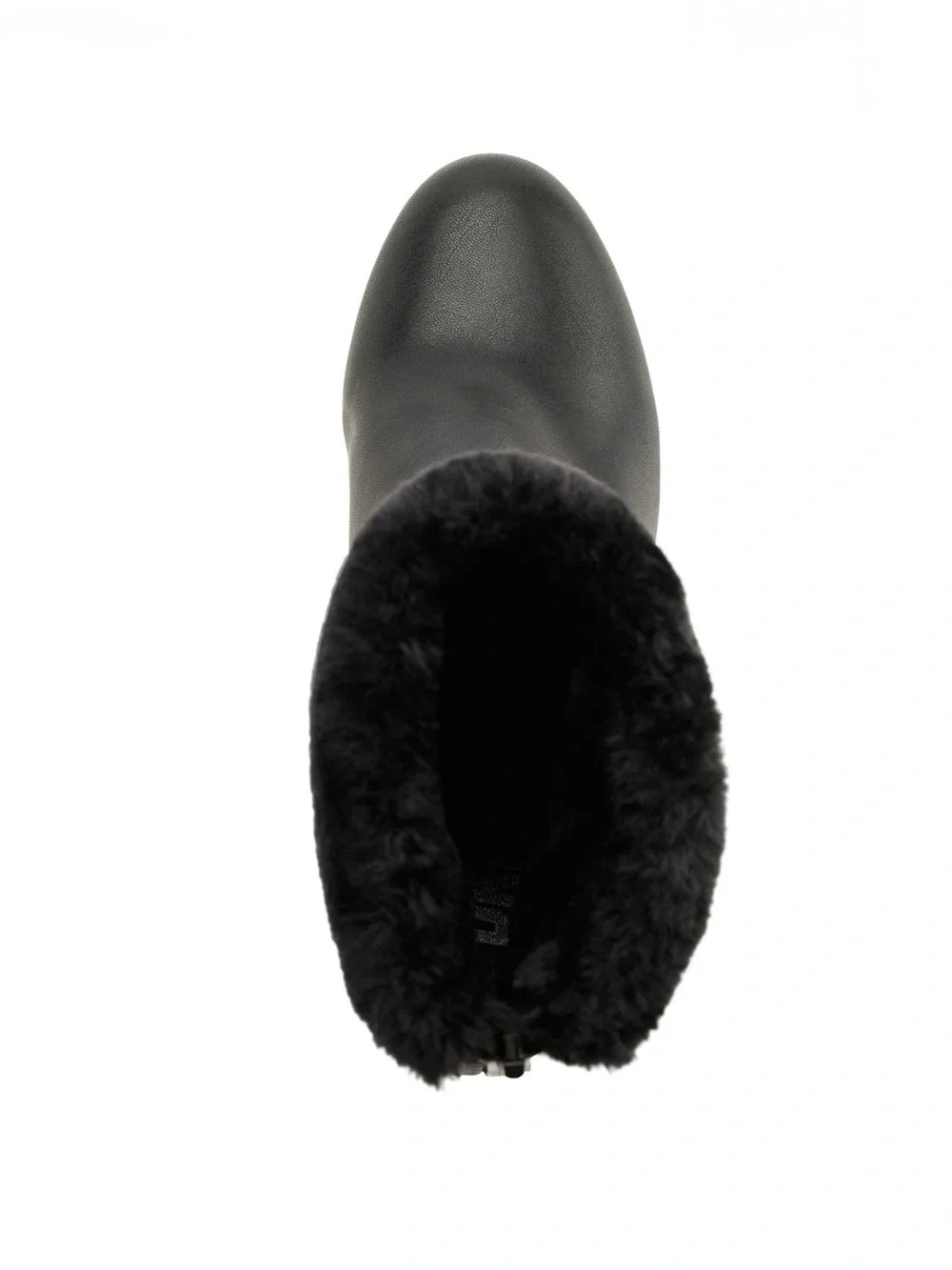 New In Box-DKNY Nadra Faux Shearling Wedge Booties Smooth Black